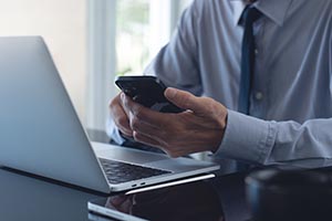 Man using an phone image