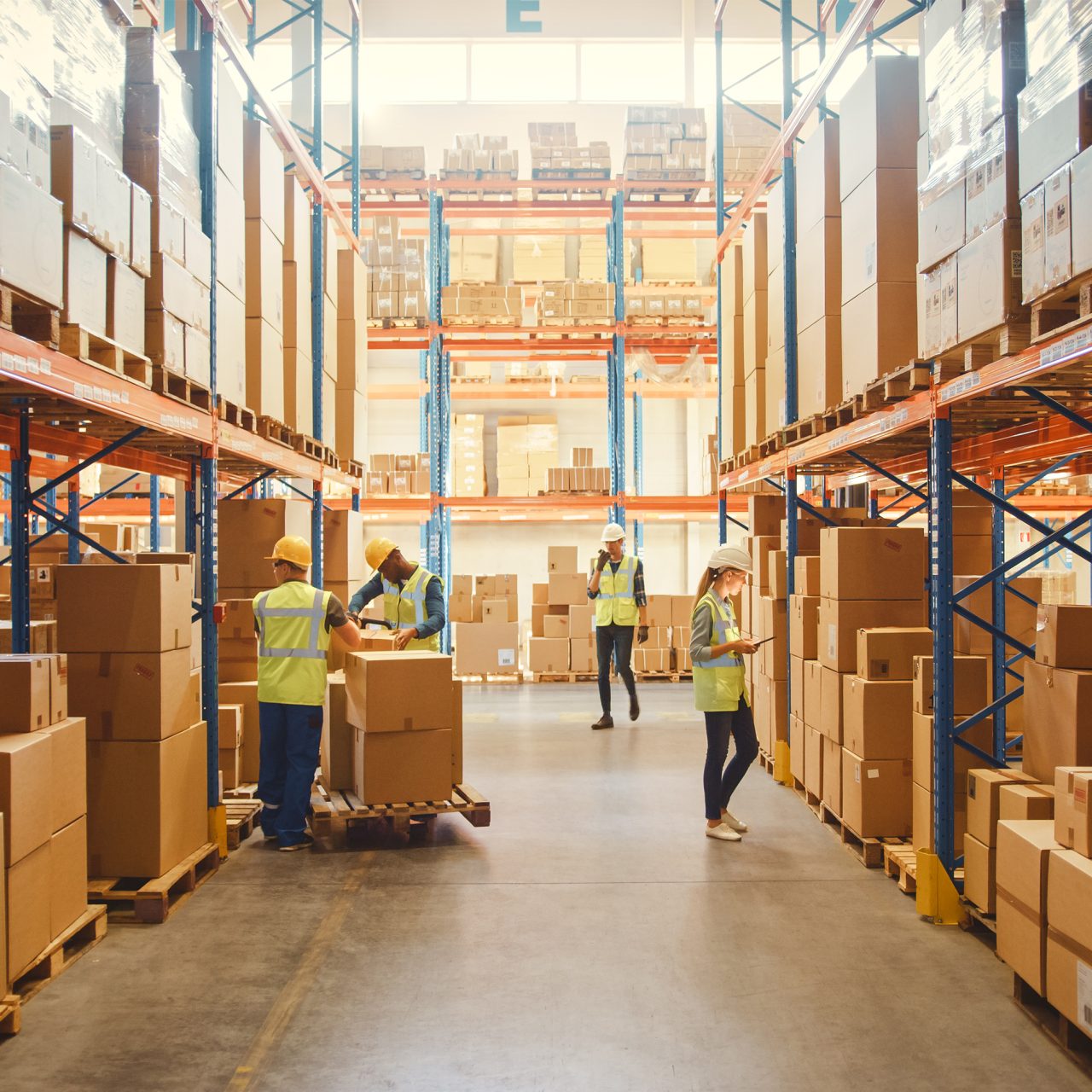 people working in a warehouse