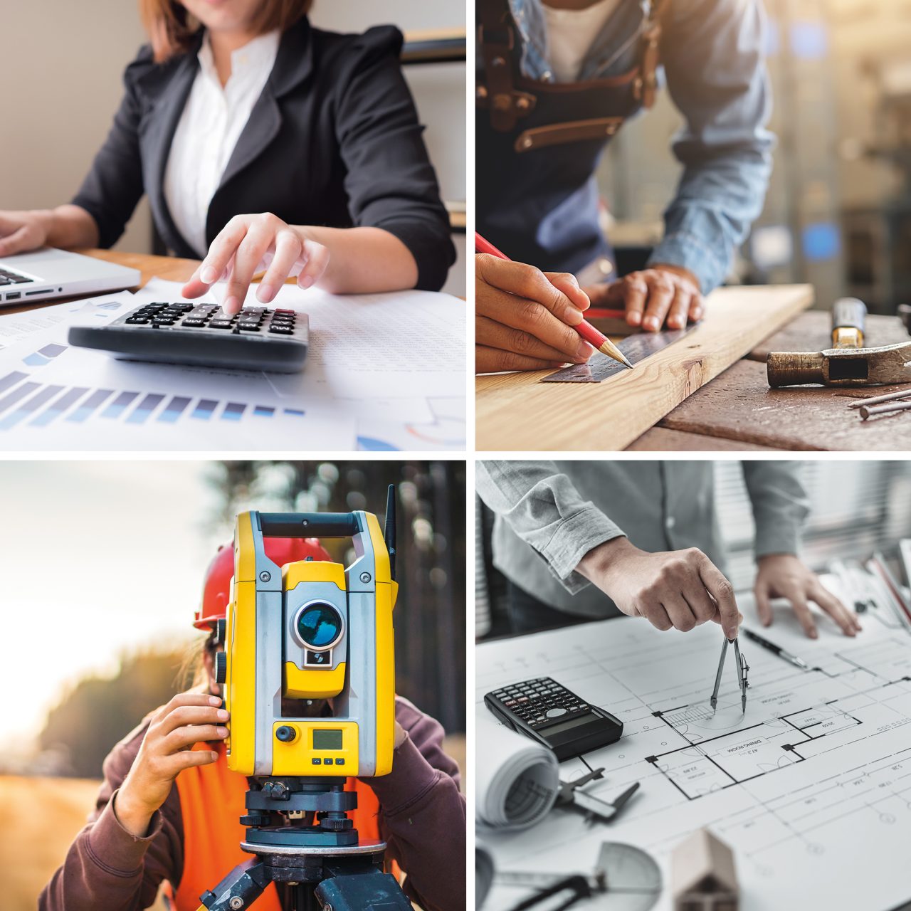 4 images that show trades we can cover under our PI offering